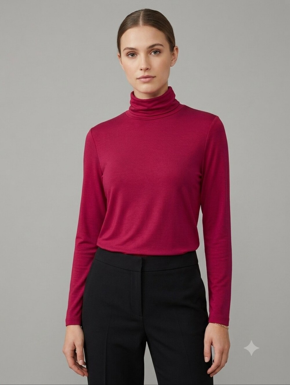 Eileen Fisher 100% Silk Women's Top Blouse Turtleneck Red Maroom Size XL